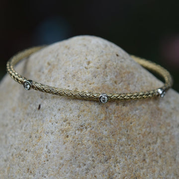 Woven Bracelet | Gold Bracelet |Gold Bangle |Handwoven | Diamond Bracelet | Dainty Bracelet | MinimalistBracelet| Stackable Bangle